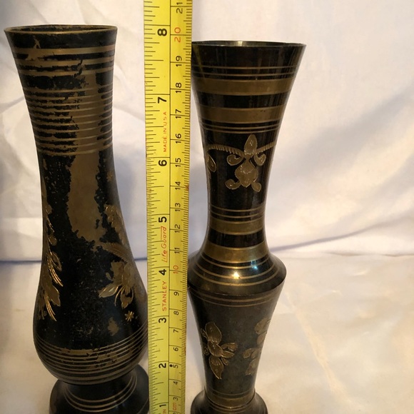Black and brass vintage vases 3 - Picture 4 of 12